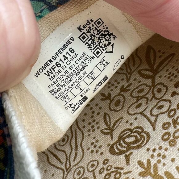 Keds Rifle Paper Co Size 6.5 Shoes Blue Colorful Floral Platform Slip On Sneaker - Picture 9 of 11